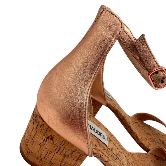 Steve Madden Rose Gold Irenee Heeled Ankle Strap Heels Size 7.5 - Picture 3 of 8